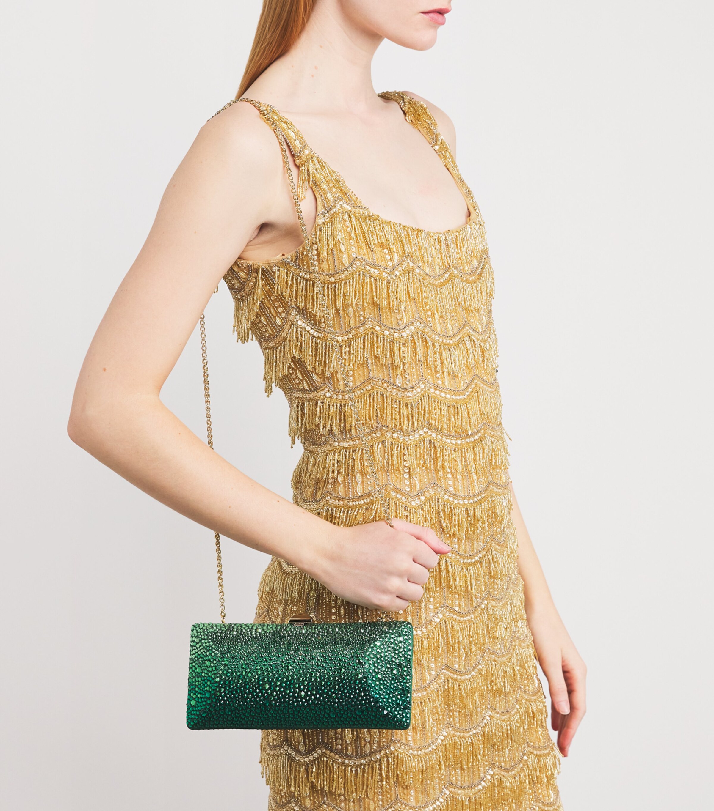 Rodo Silk Crystal Clutch Bag Sage Green Image 5