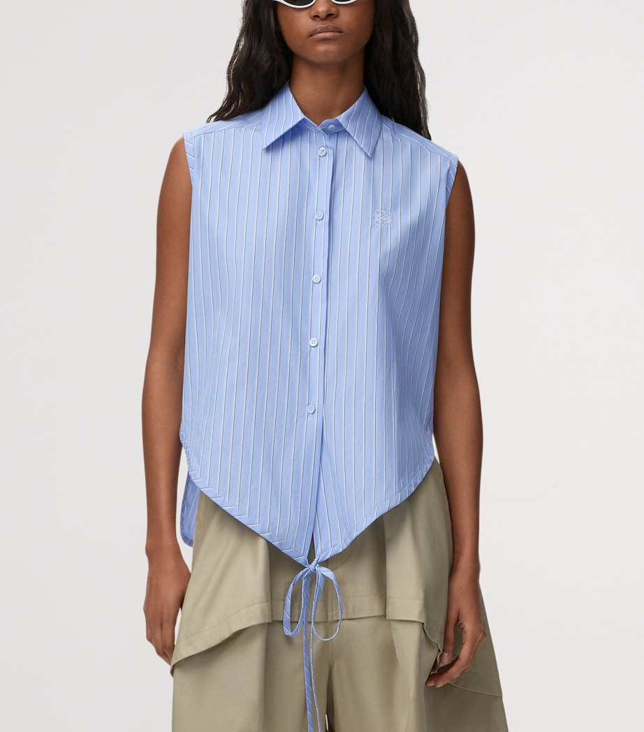 LOEWE Womens x Paula's Ibiza Cotton-Blend Stripe Sleeveless Shirt Blue/multicolor Image 3