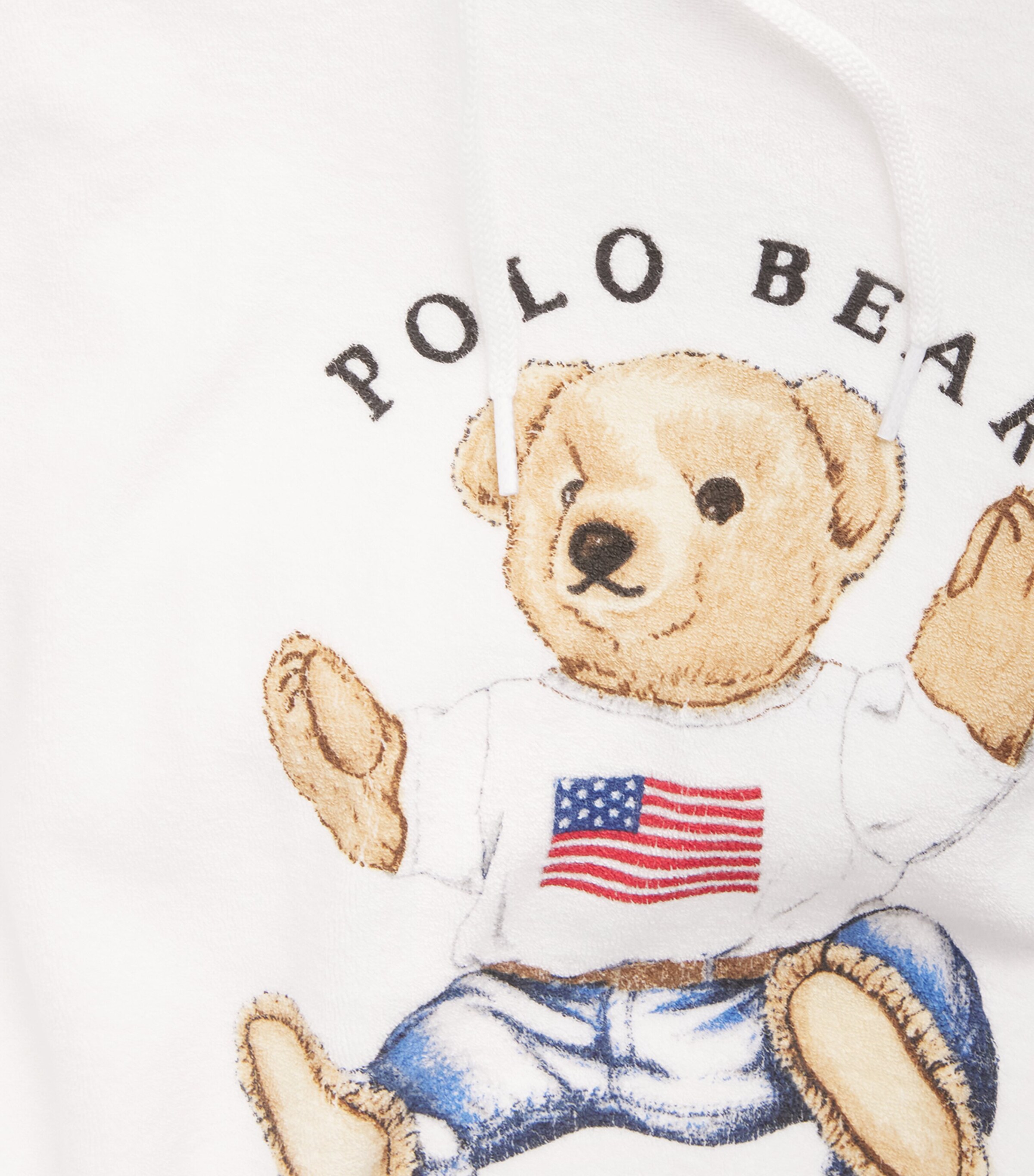 Polo Ralph Lauren Womens Micro-Towelling Sitting Polo Bear Hoodie White Image 6