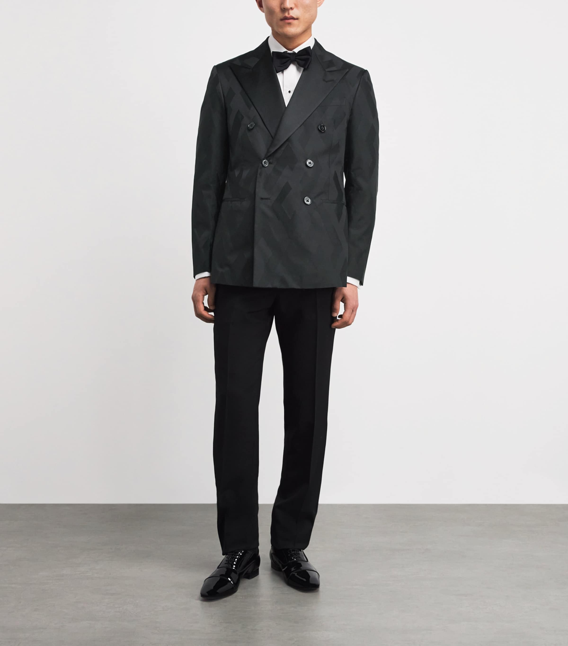 Ralph Lauren Purple Label Mens Cotton-Silk Double-Breasted Kent Tuxedo Jacket Black Tonal Image 2