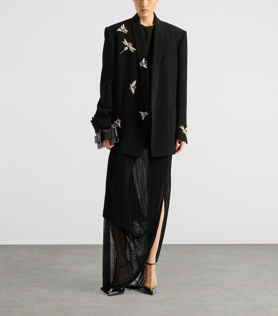 Balmain Womens Embellished Insect Blazer Eah Noir/multico Image 2