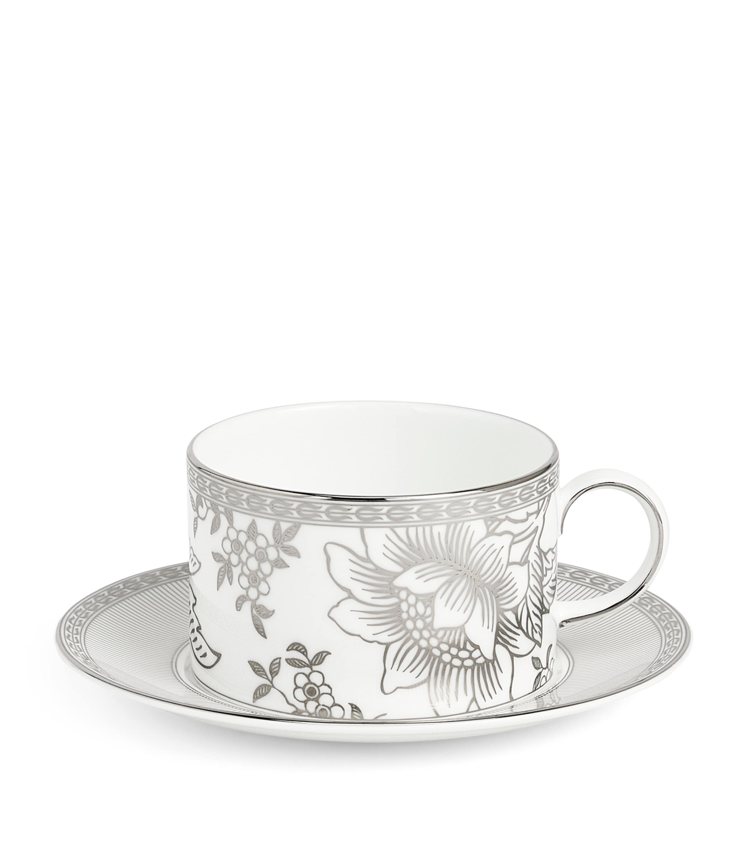 Bone China Silver Tonquin Teacup and Saucer SILVER Image 6
