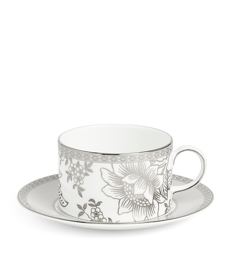 Bone China Silver Tonquin Teacup and Saucer SILVER Image 6
