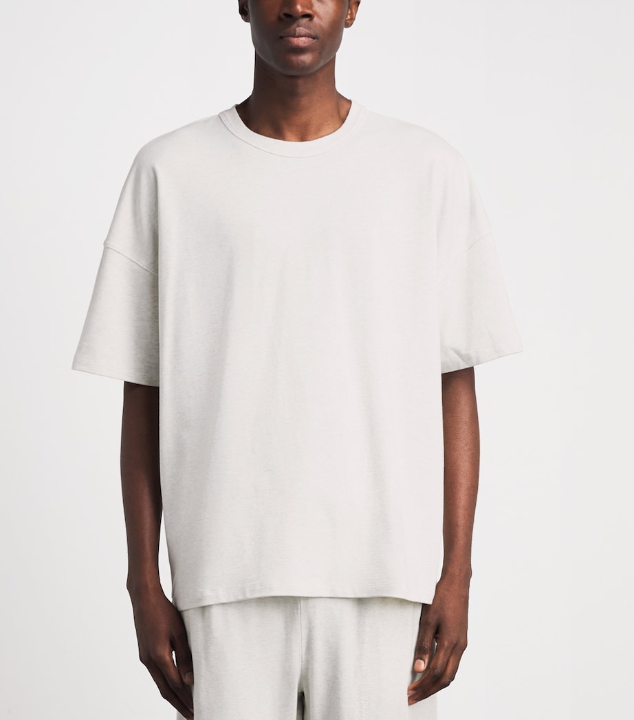 Skims Mens Cotton Relaxed T-Shirt Chalk Heather Image 4