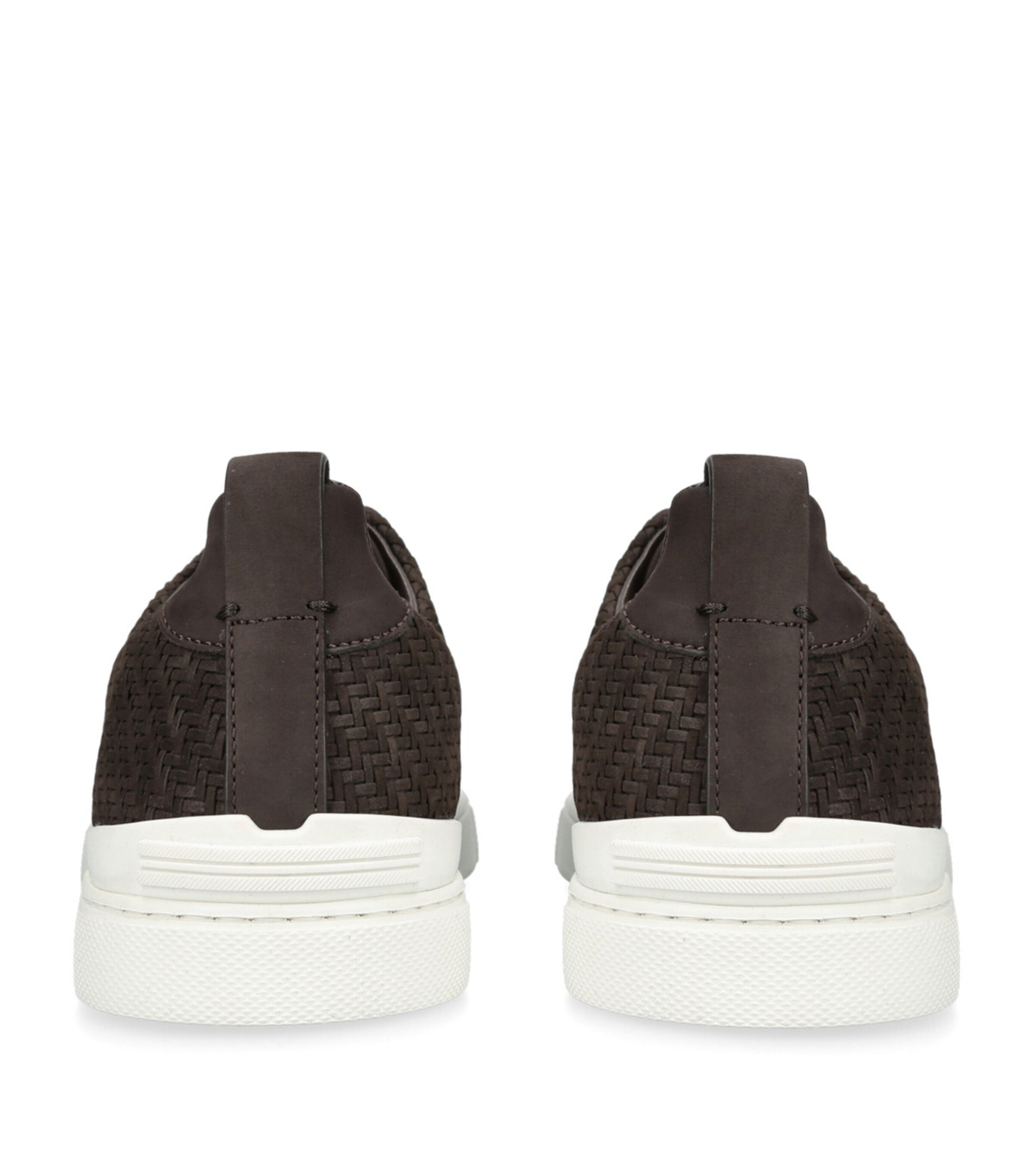 Leather Woven Triple Stitch Sneakers DARK BROWN Image 2