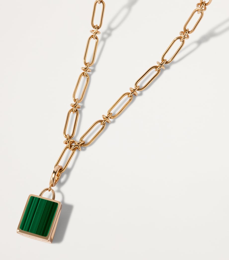 x Harrods Yellow Gold and Malachite My Life in Charms Shopping Bag Locket Charm YELLOW GOLD Image 3