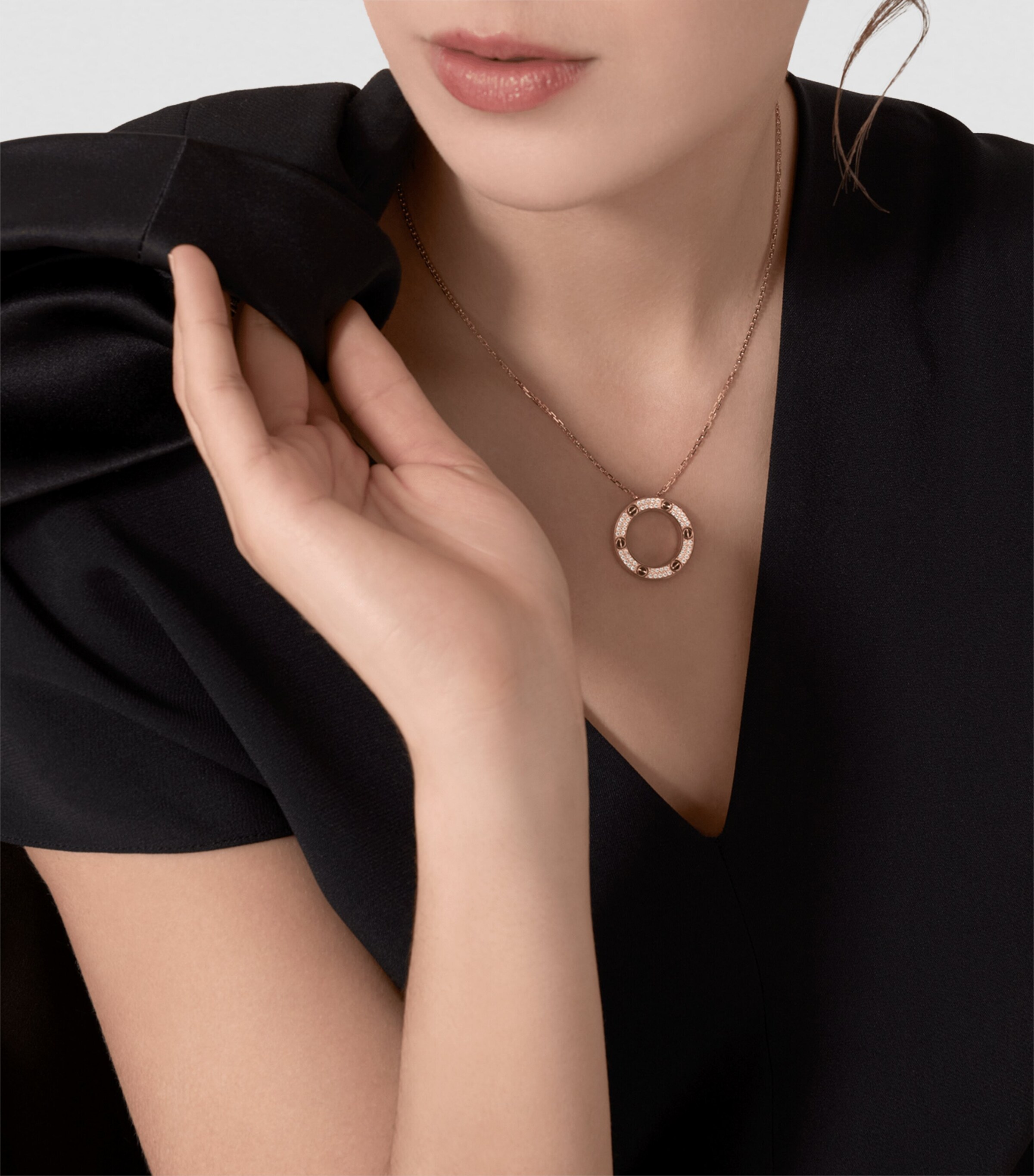 Yellow Gold and Diamond LOVE Necklace YELLOW GOLD Image 7