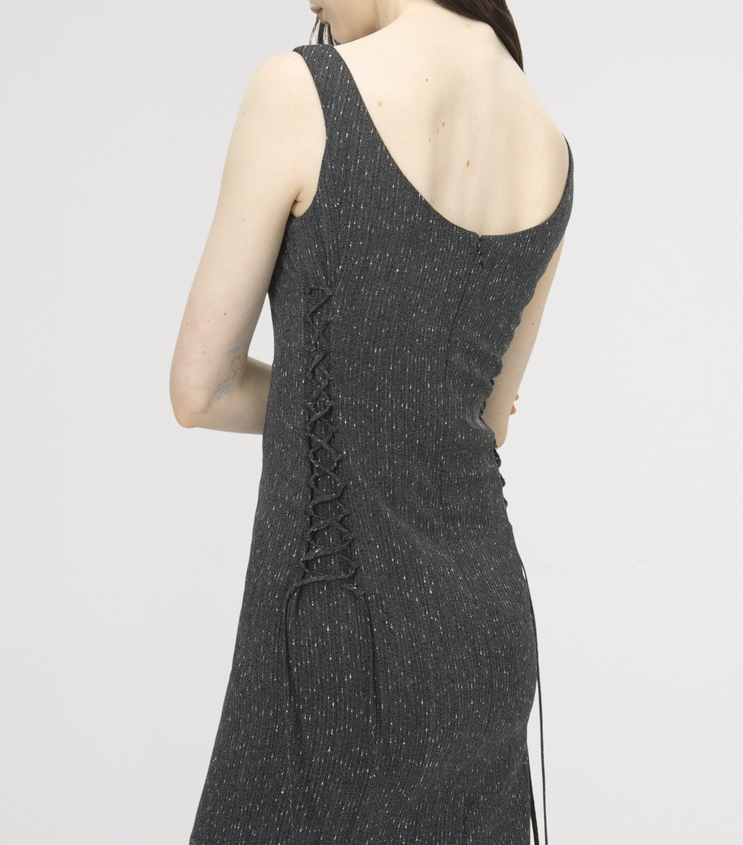 McQueen Womens Wool Metallic-Pinstripe Midi Dress Image 5