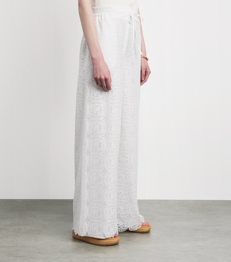 Claudie Pierlot Womens Lace Wide-Leg Trousers White Image 4