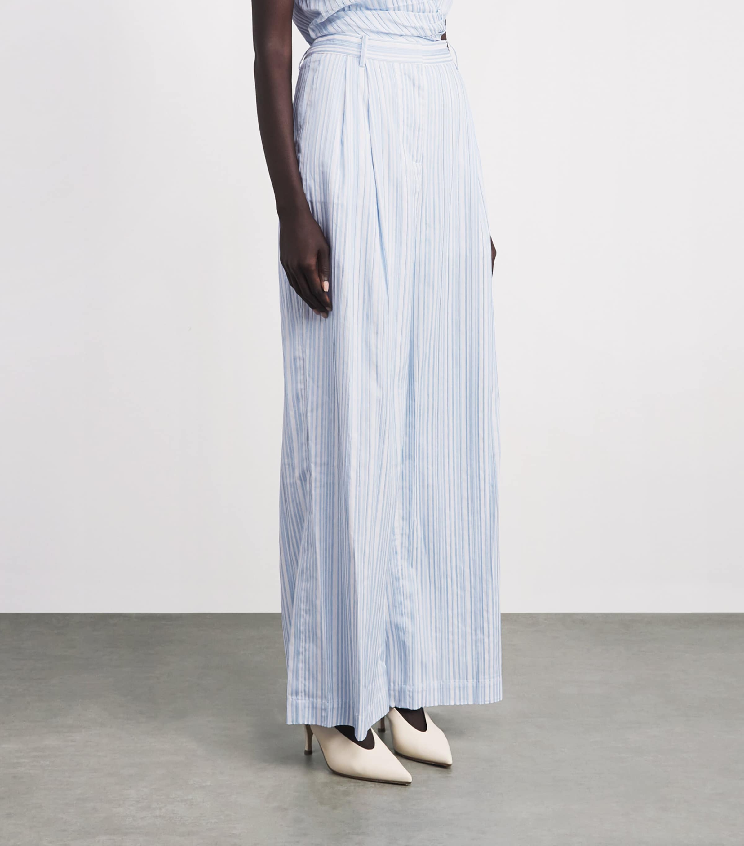 Simkhai Womens Wide-Leg Grace Trousers Blue Stripe Image 5