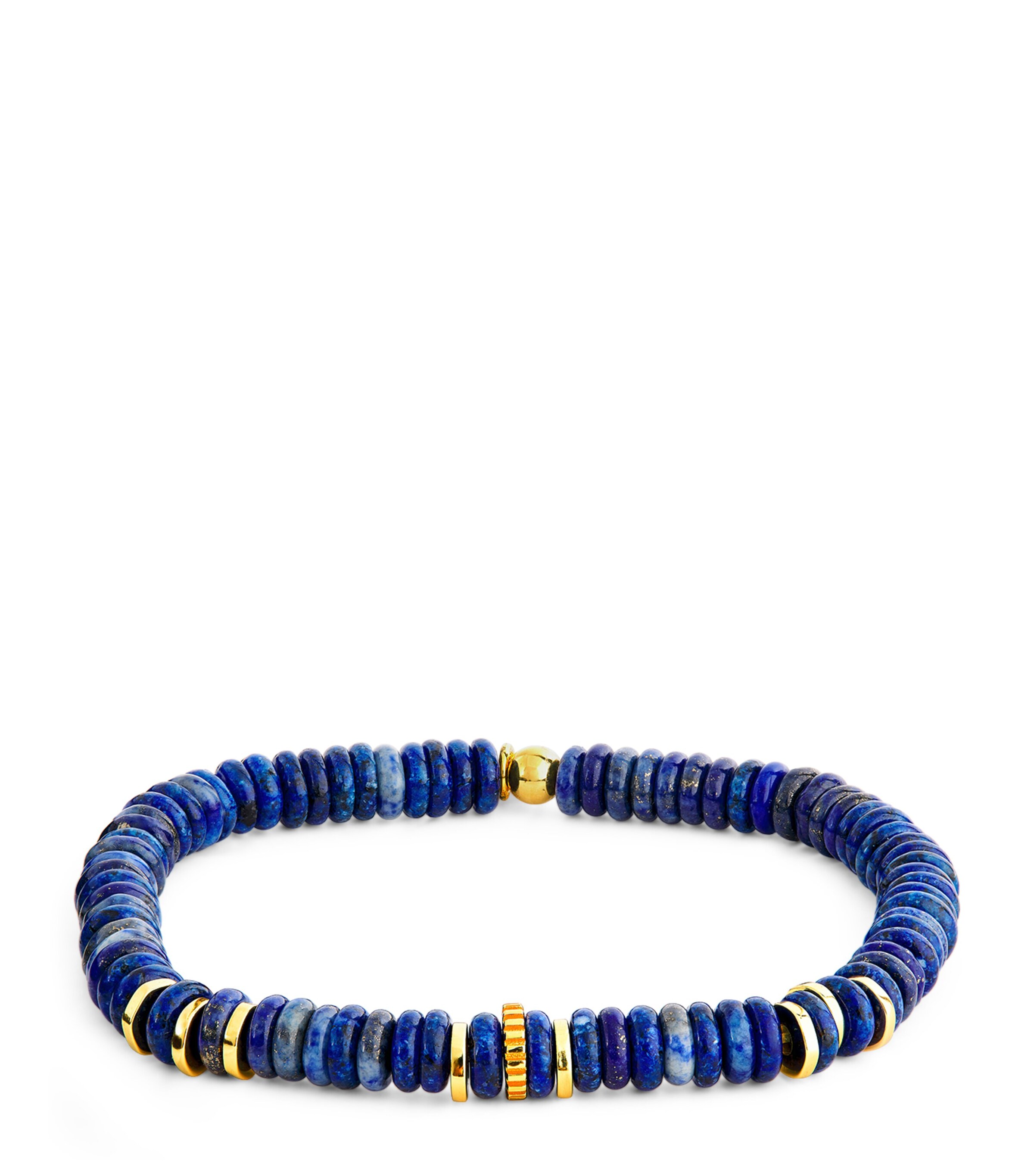 Tateossian Gold-Plated Sterling Silver and Lapis Classic Discs Bracelet Blue Image 1