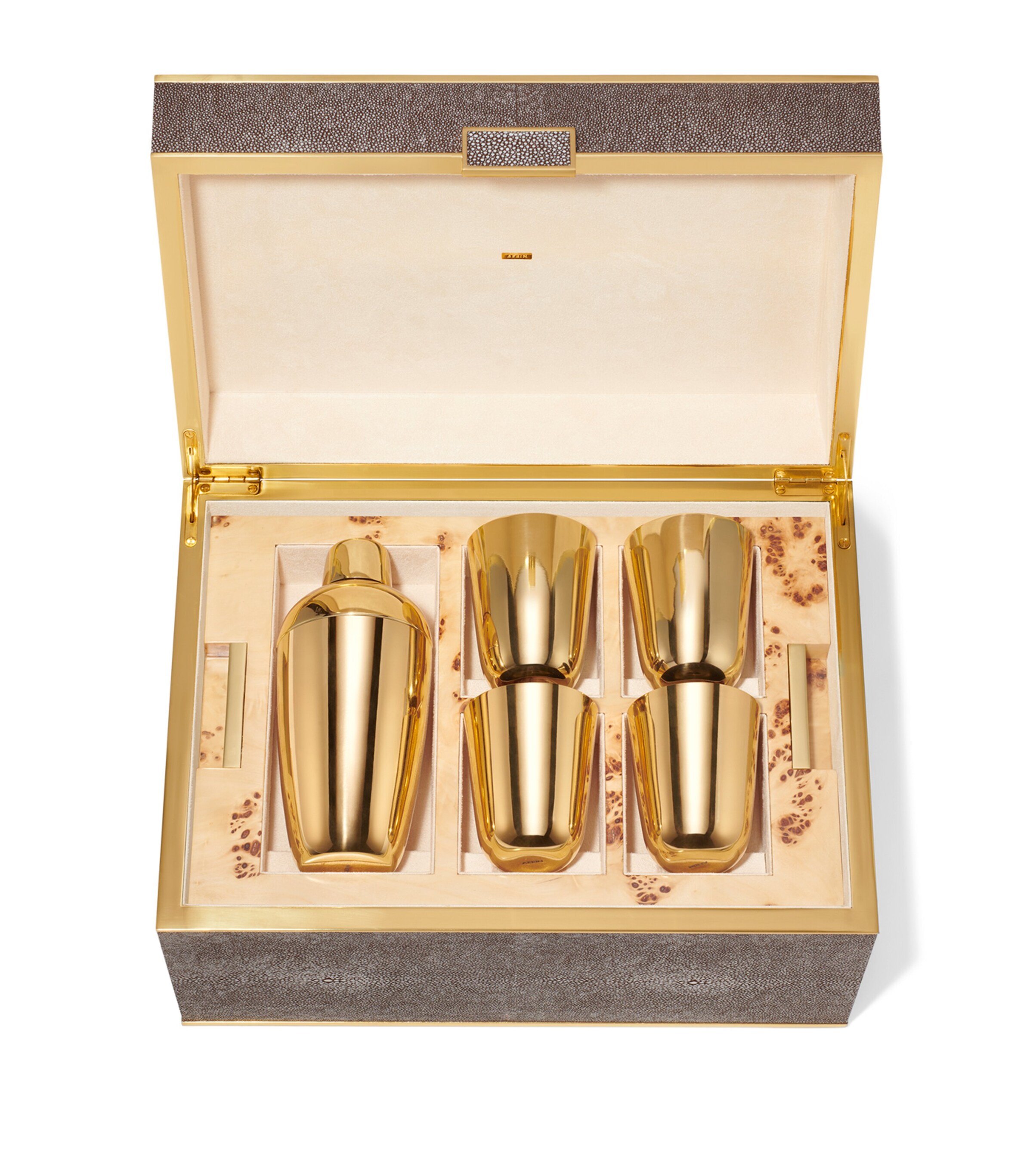 Aerin Shagreen Classic Bar Set Chocolate Image 3