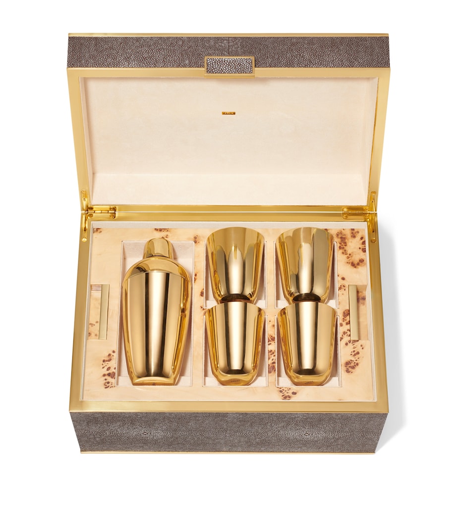 Aerin Shagreen Classic Bar Set Chocolate Image 3