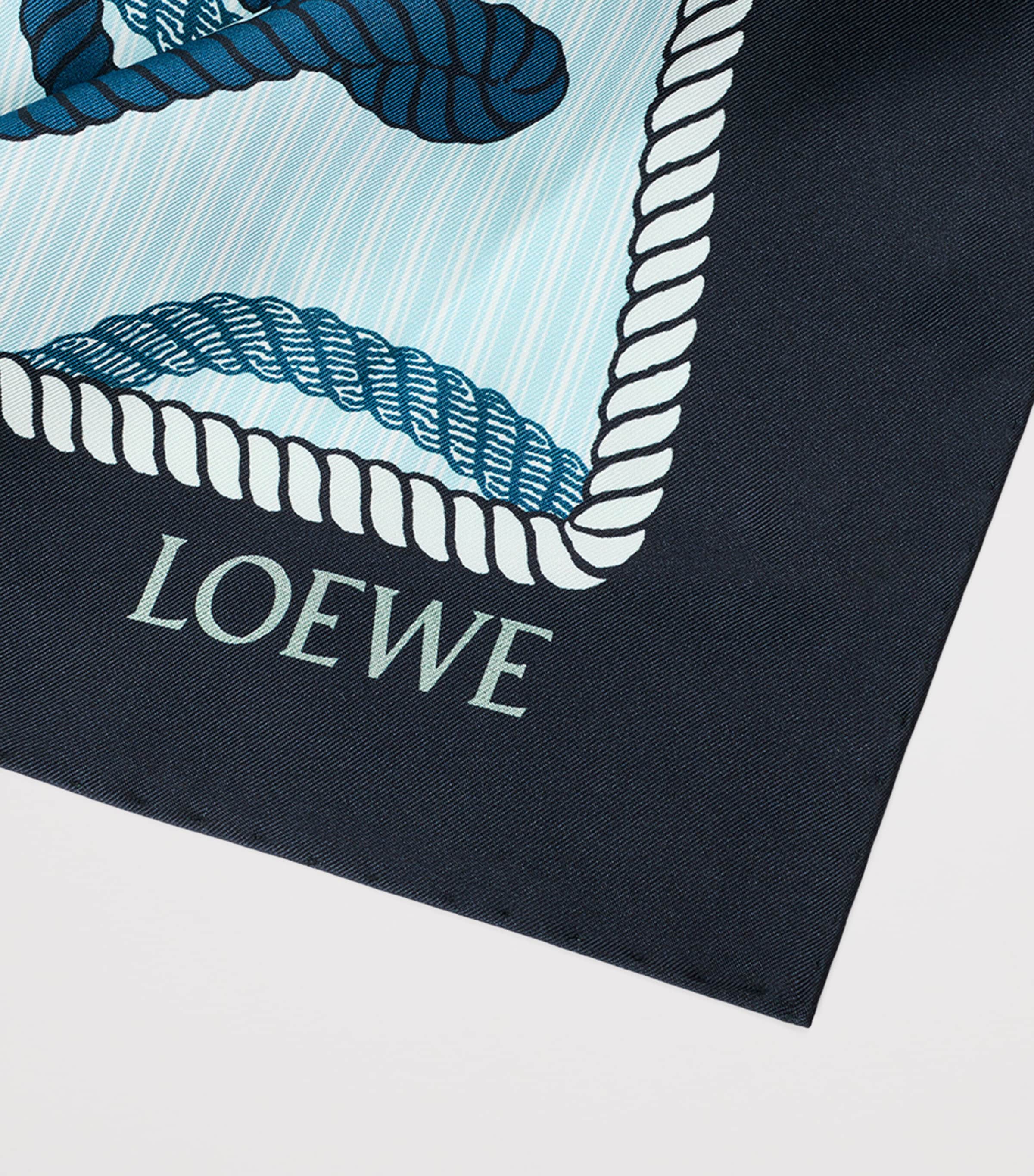 LOEWE Silk Twill Scarf Navy/green Image 3