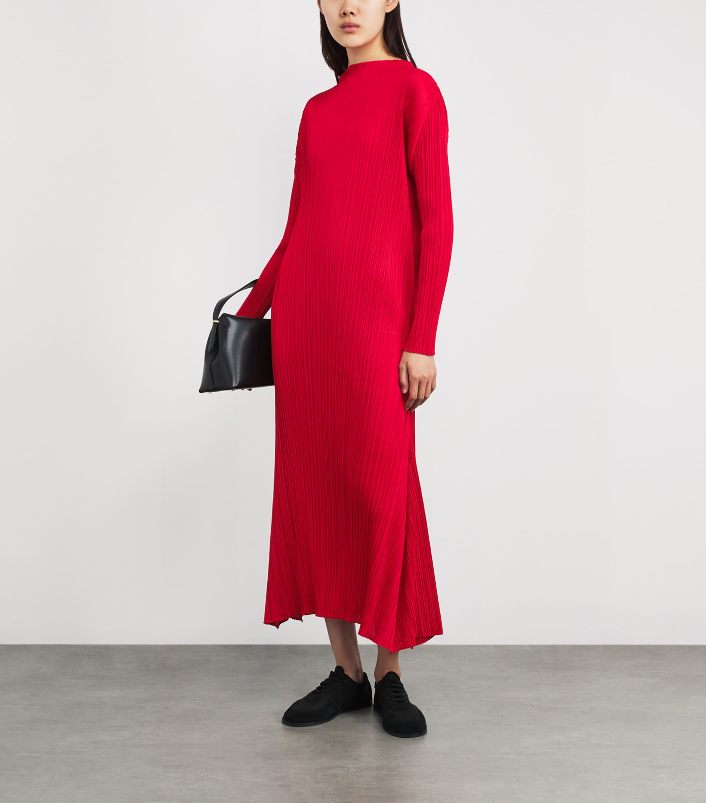 Long-Sleeve Midi Dress RED Image 2