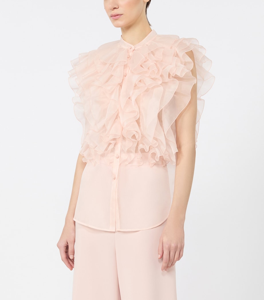 Max Mara Womens Silk Ruffled Blouse Powder Image 3
