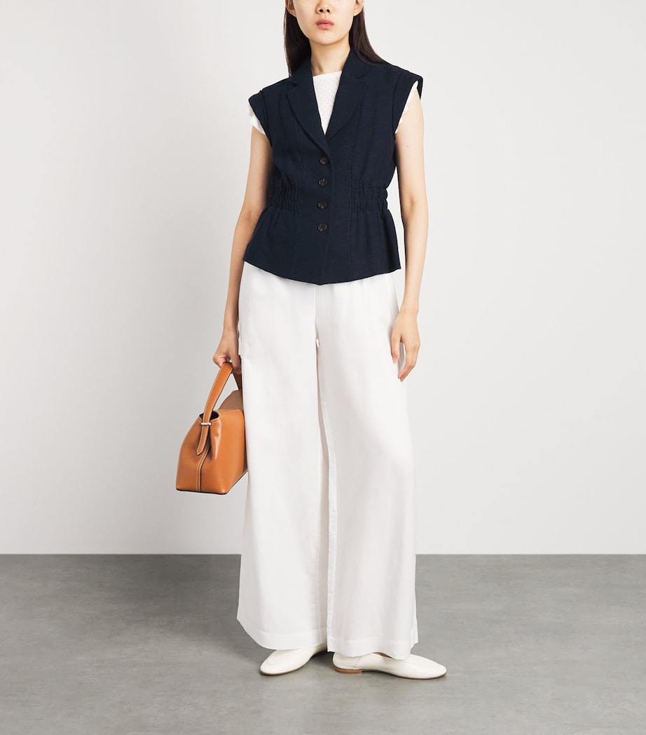 ME+EM Womens Bouclé Soft Sculpt Waistcoat Navy Image 2