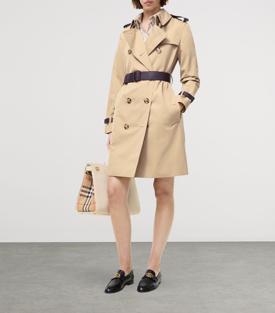 Burberry Womens Gabardine Kensington Mid-Length Trench Coat Honey Image 3