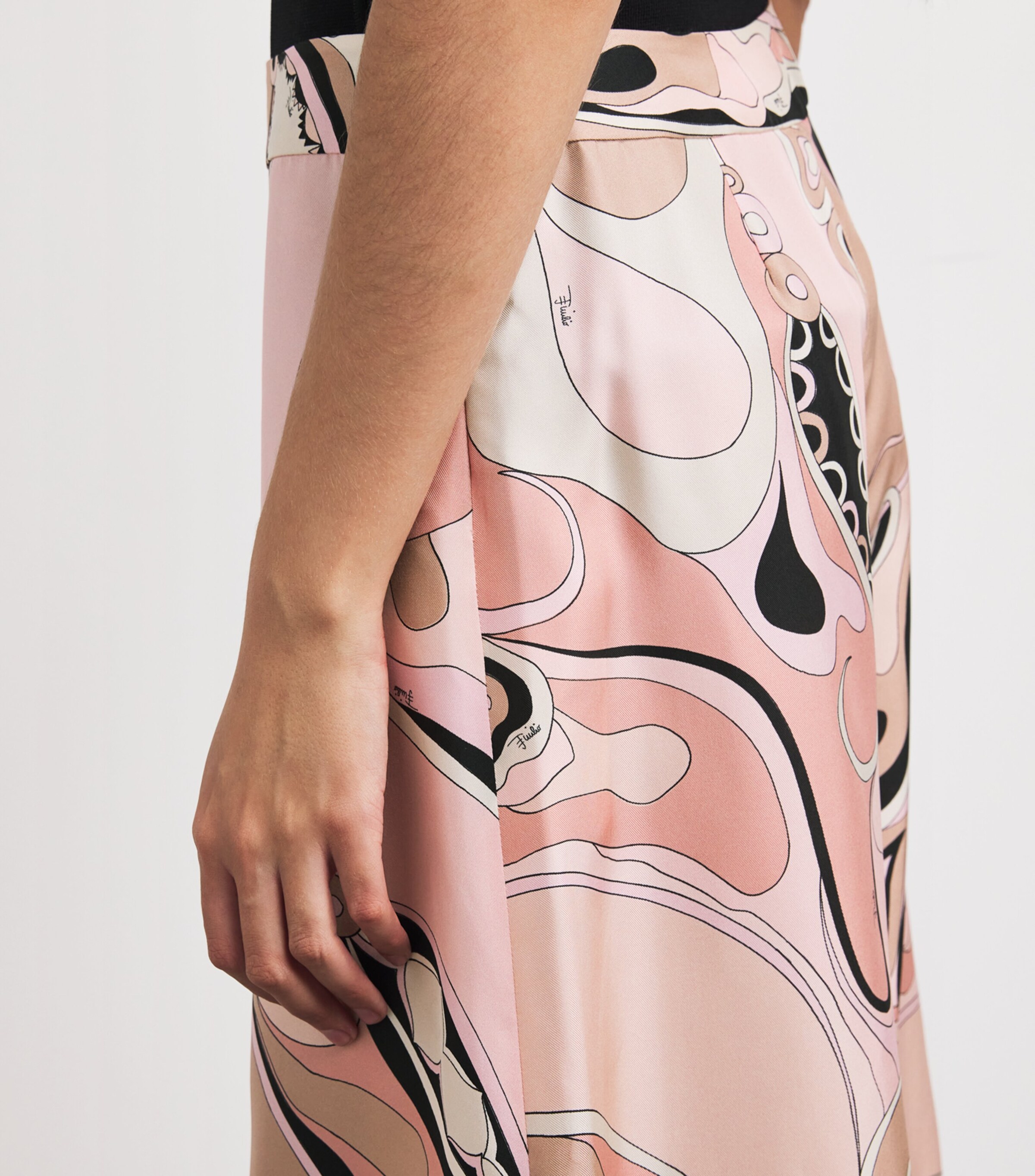 Silk Twill Orchidee Print Trousers 023 NUDE Image 6