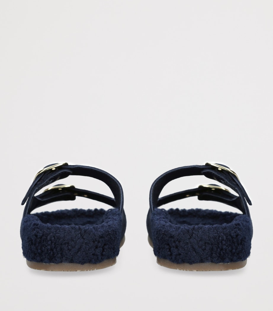 Chloé Kids Suede-Shearling Buckle Sandals Navy Image 2