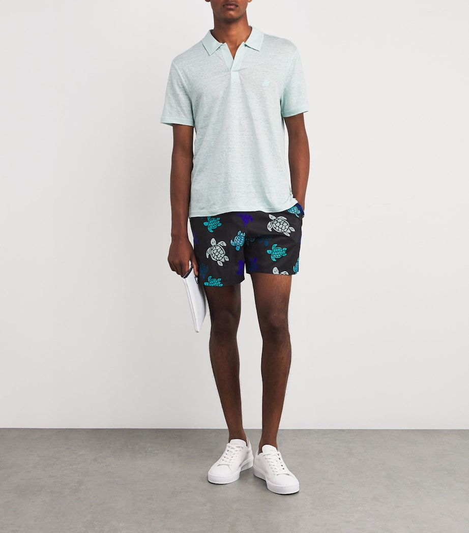 Turtle Print Mahina Swim Shorts 990-NOIR Image 2