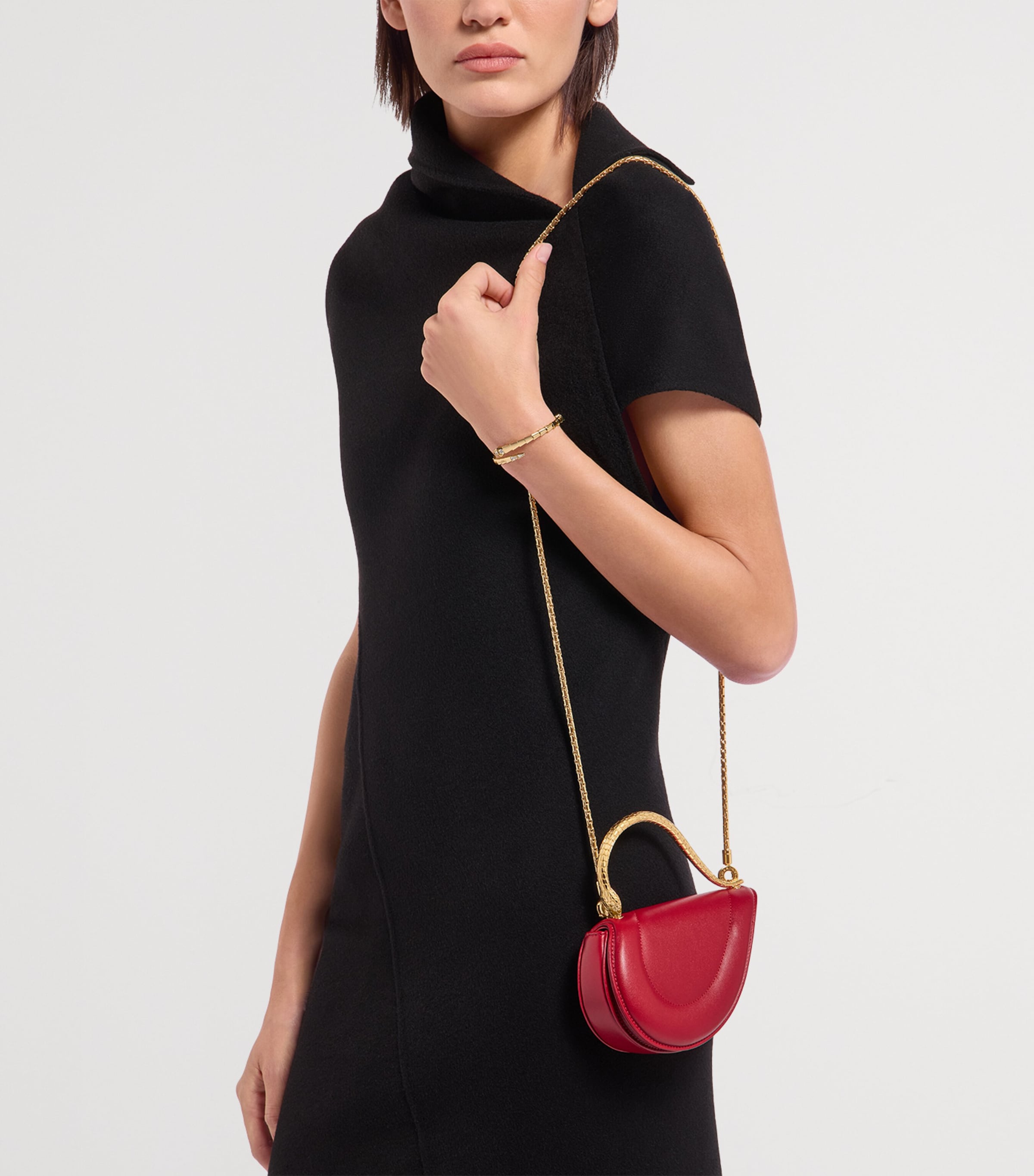 Leather Serpenti Cuore 1968 Top-Handle Bag RED MEDIUM Image 9