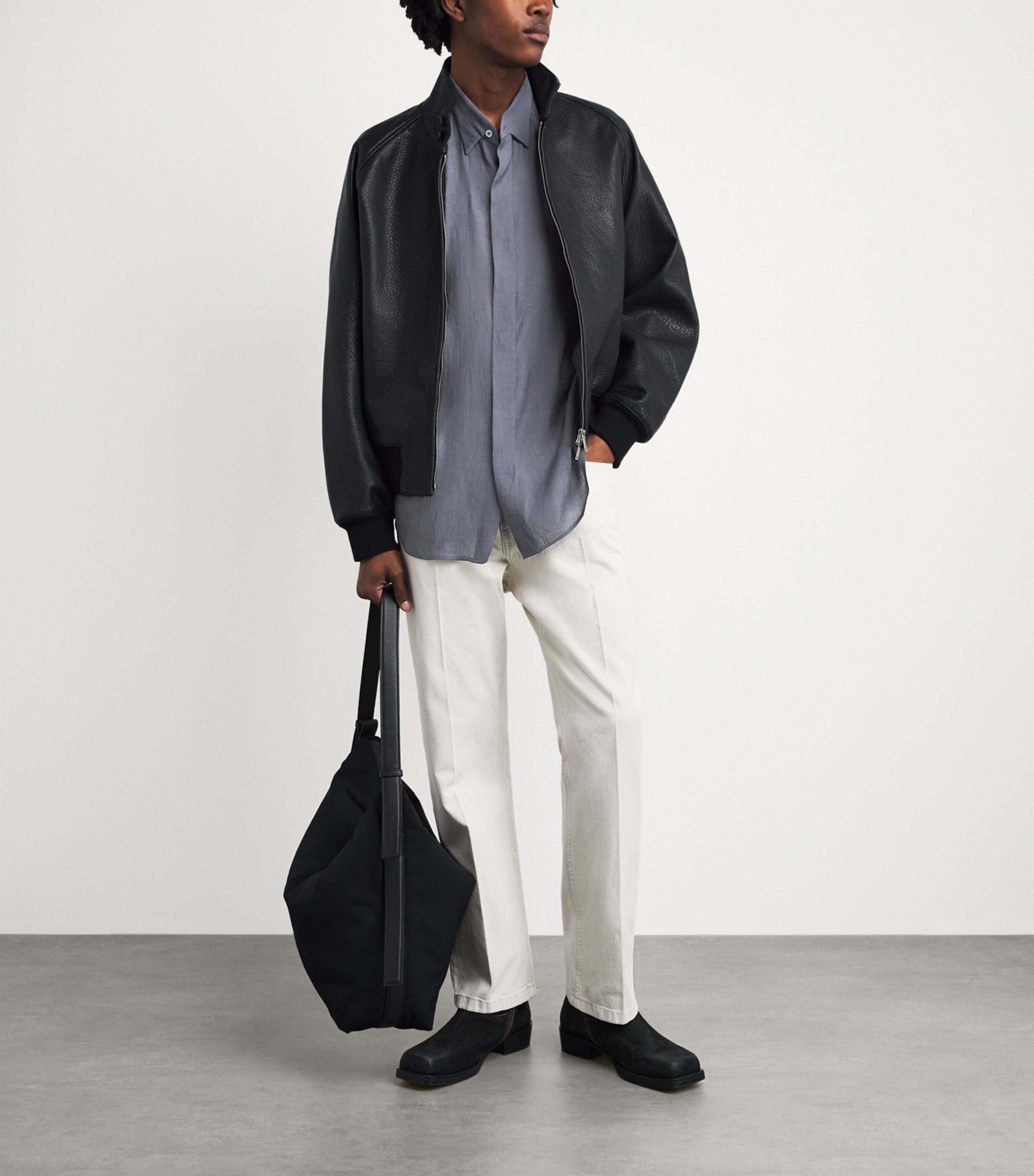 System Mens Hidden Button Shirt Cool Grey Image 2