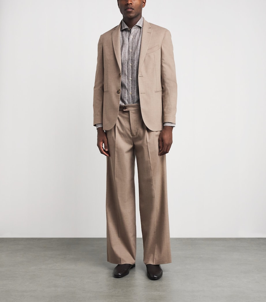 Alan Scott Mens Worsted Cashmere Slim Blazer Natural Image 2