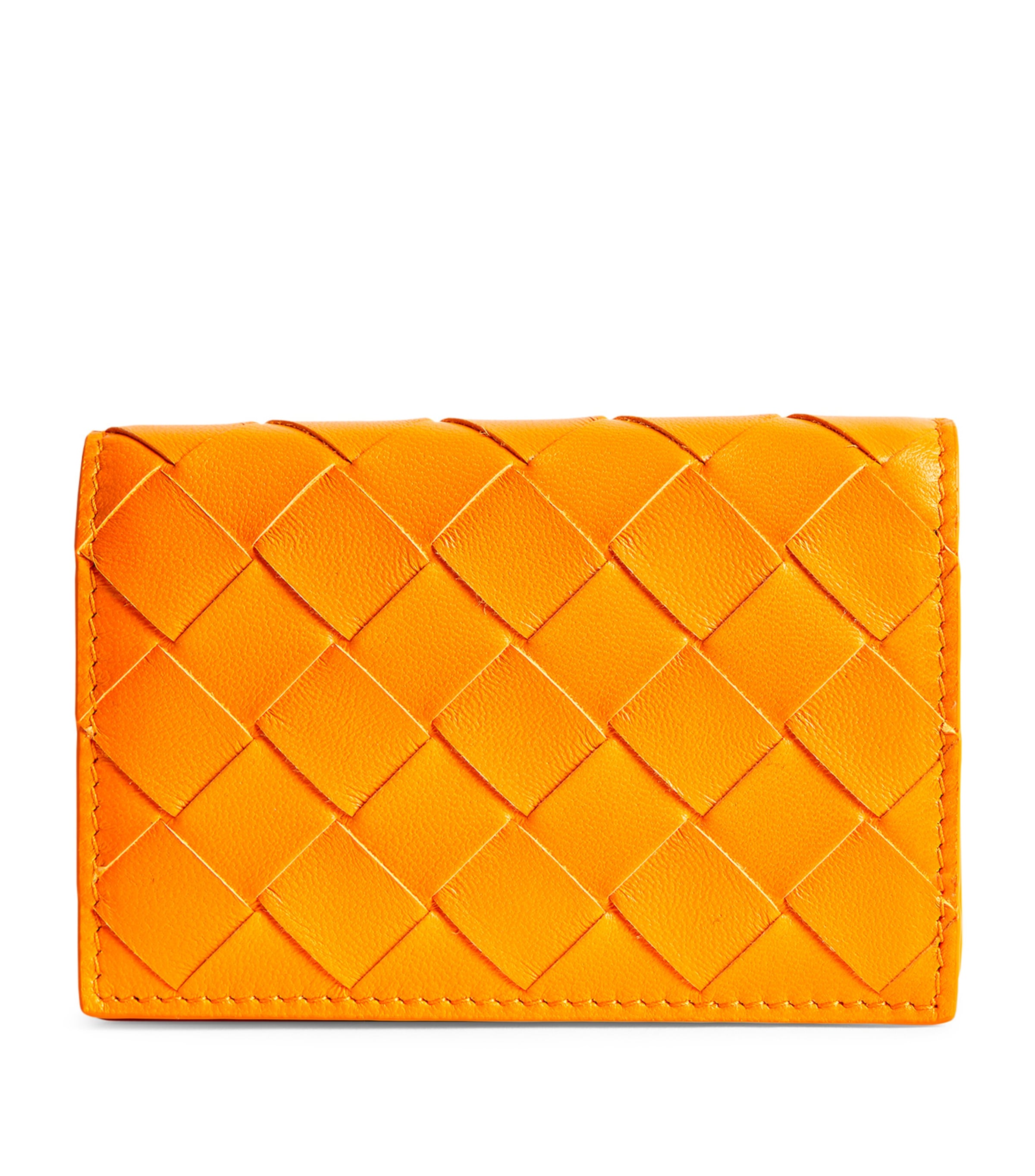 Bottega Veneta Leather Intrecciato Card Holder In Green