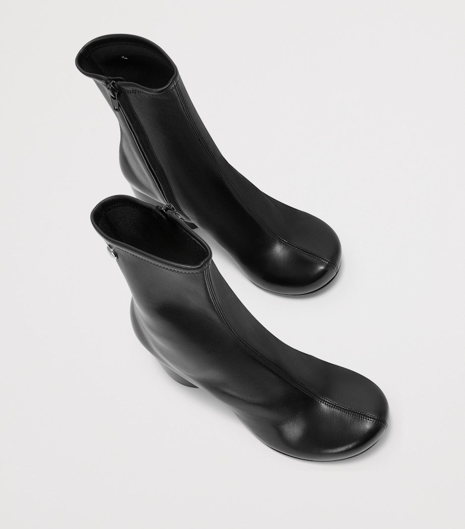 LOEWE Leather Oval Heeled Ankle Boots 70 Black Image 3