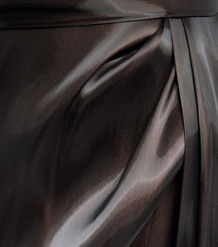 Pamella Roland Womens Liquid Organza Gown Chocolate Image 6