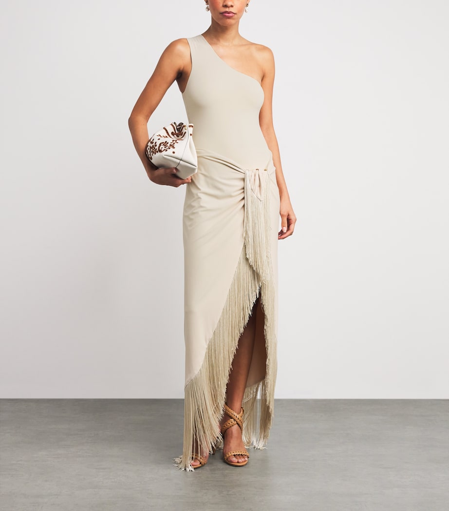 Pareo-Detail One-Shoulder Swimsuit STUCCO Image 2