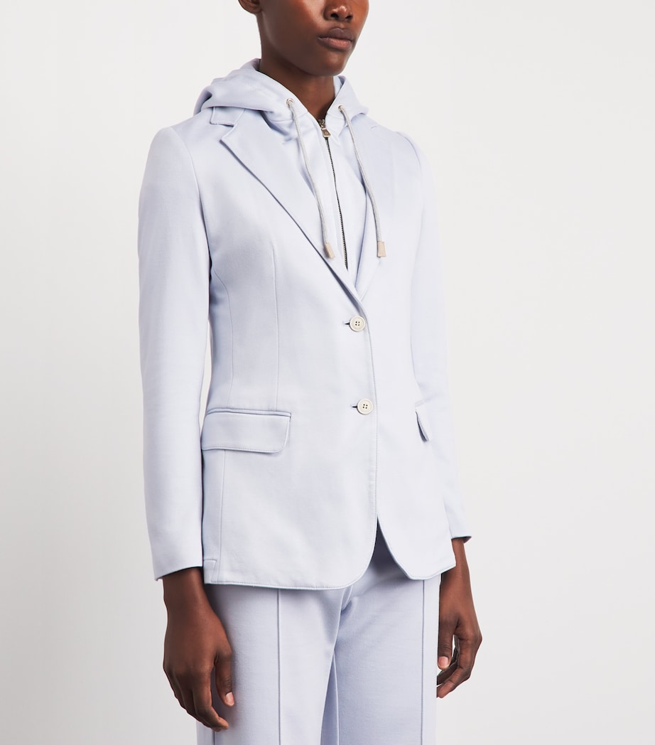 Eleventy Womens Cotton-Blend Hooded Blazer Nuvola Image 4