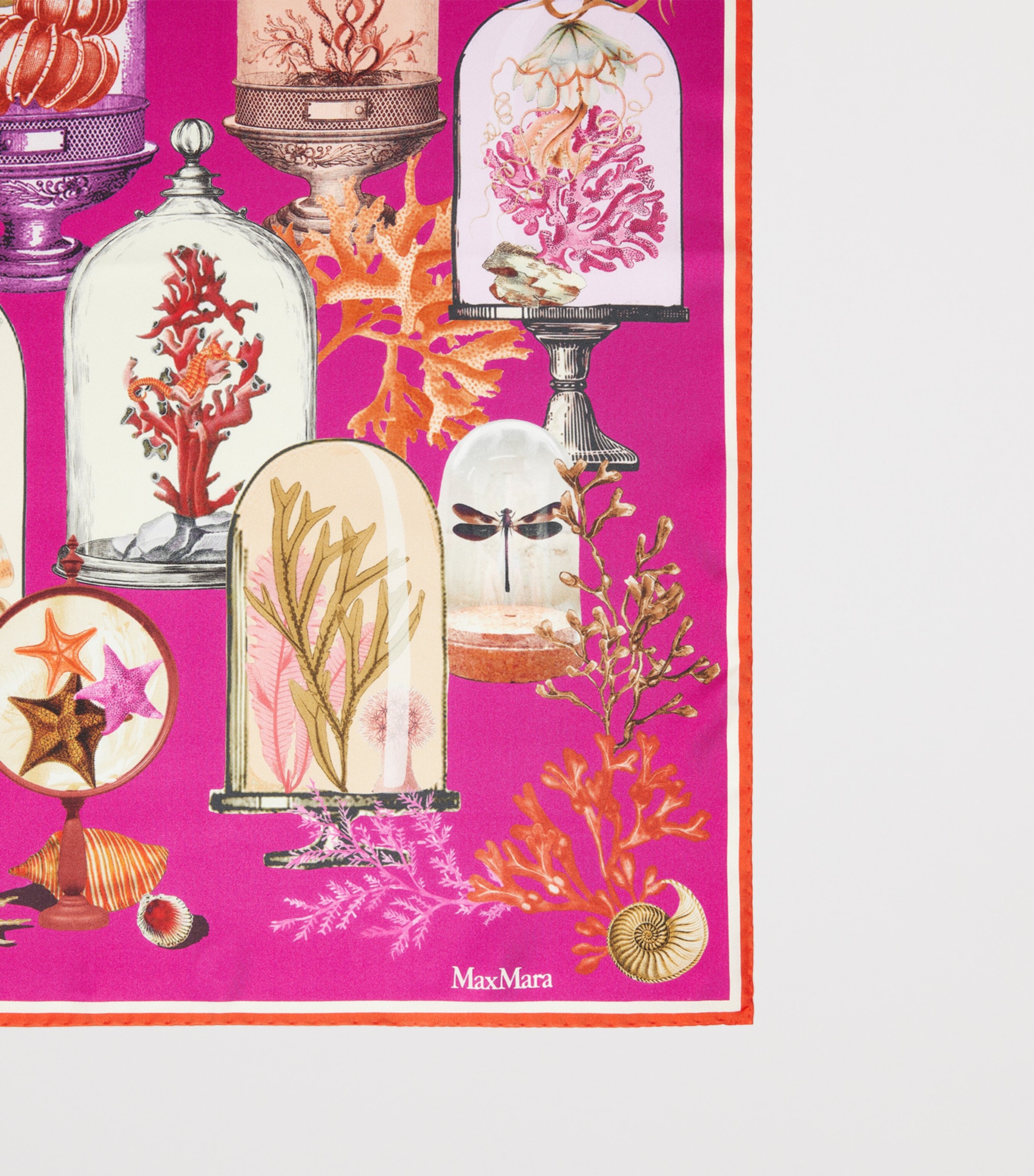 Max Mara Silk Printed Square Scarf Fuchsia Image 2