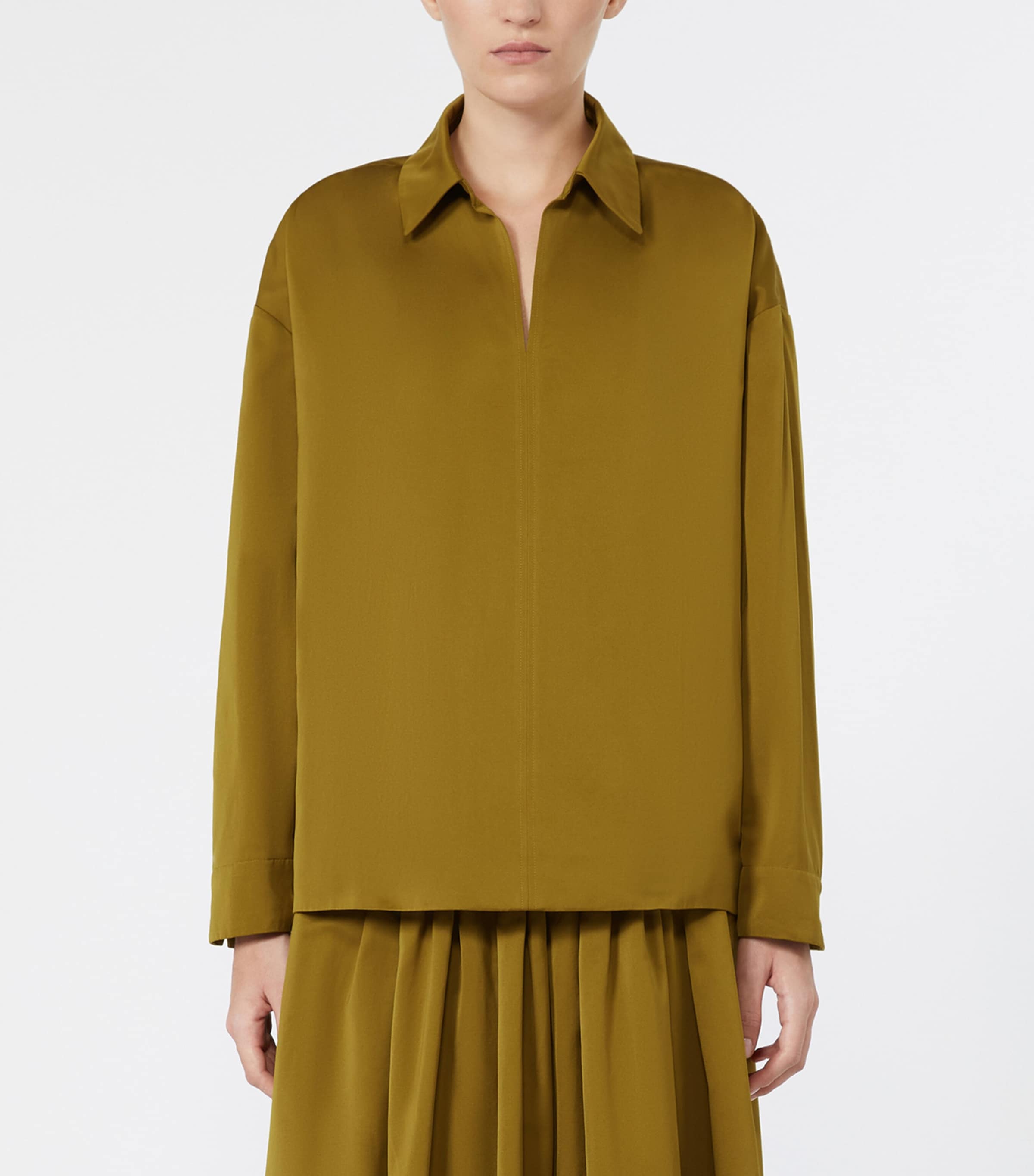 Max Mara Womens Satin Blouse Mustard Image 3