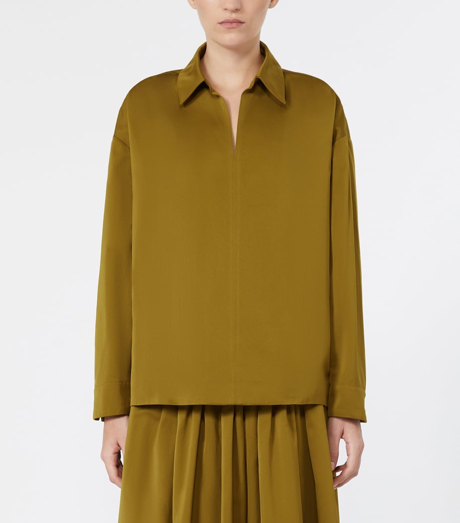 Max Mara Womens Satin Blouse Mustard Image 3