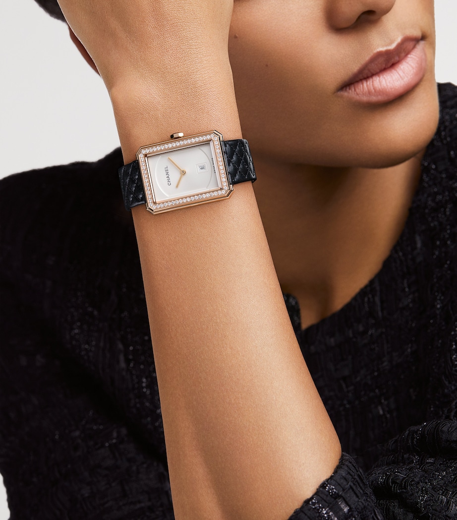 Yellow Gold and Diamond BOY·FRIEND Watch 34.6mm OPALINE Image 2