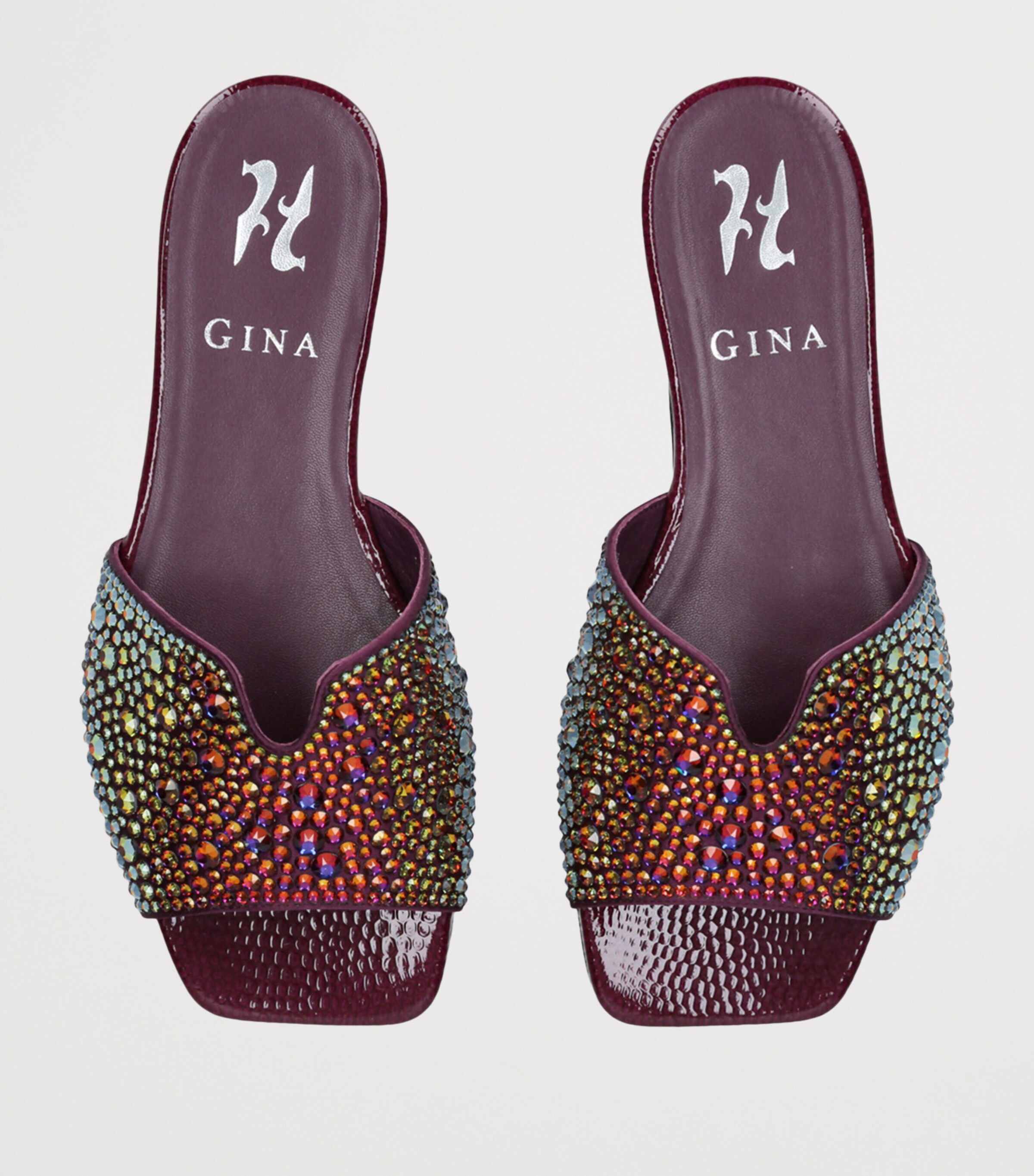 Gina Leather Embellished Amalfi Sandals Wine Image 4
