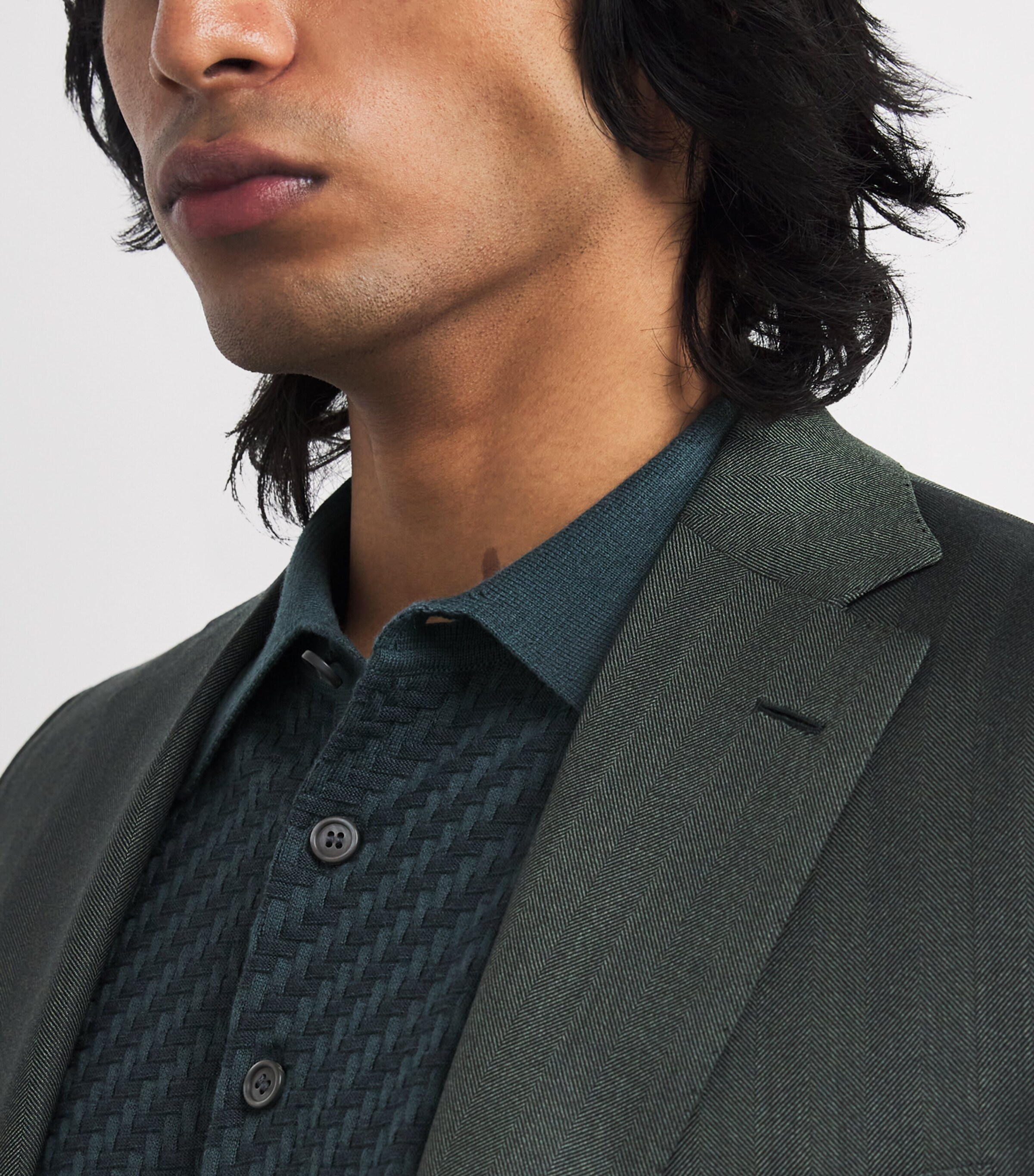 Cotton-Silk-Cashmere Trama Weave Polo Shirt 3200 Image 6