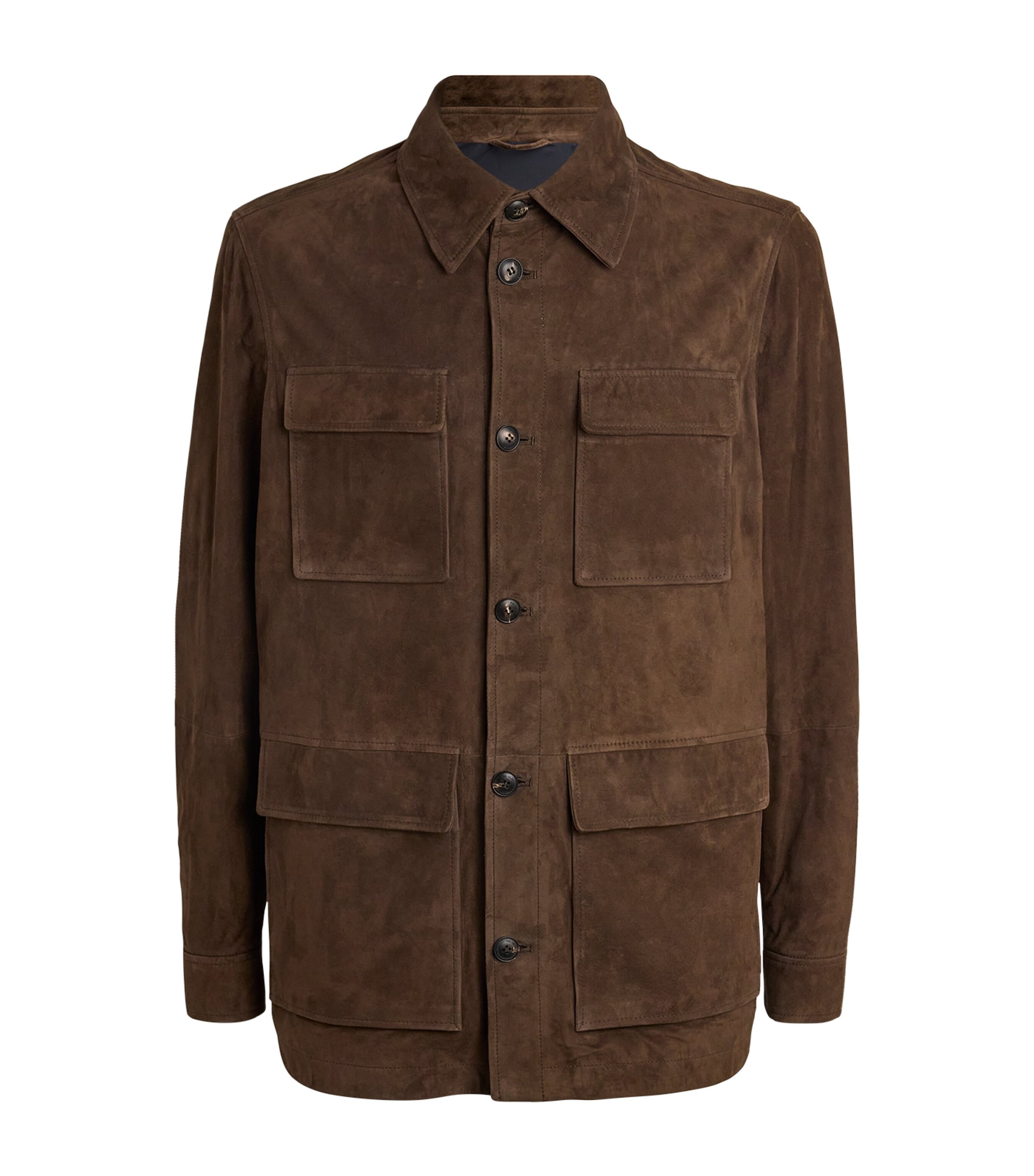 Pal Zileri Suede Shirt Jacket In Brown