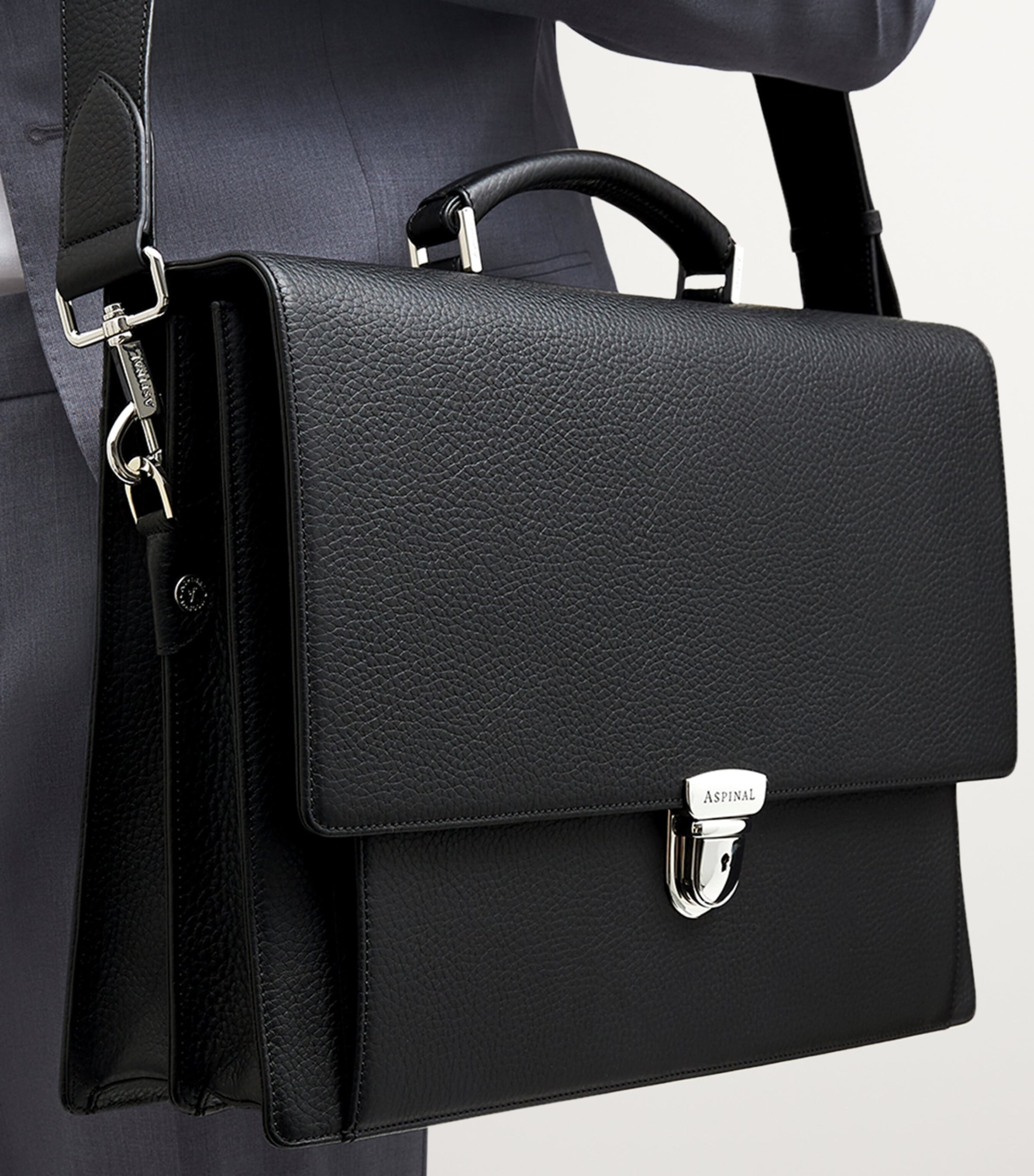 Leather City Laptop Briefcase BLACK Image 2