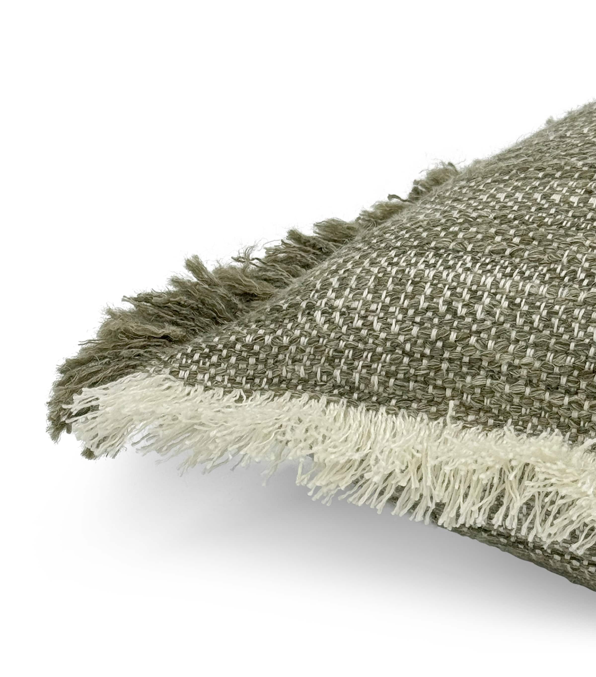 Linen-Wool-Blend Fringe Tatami Cushion (50cm x 50cm) TEA Image 3