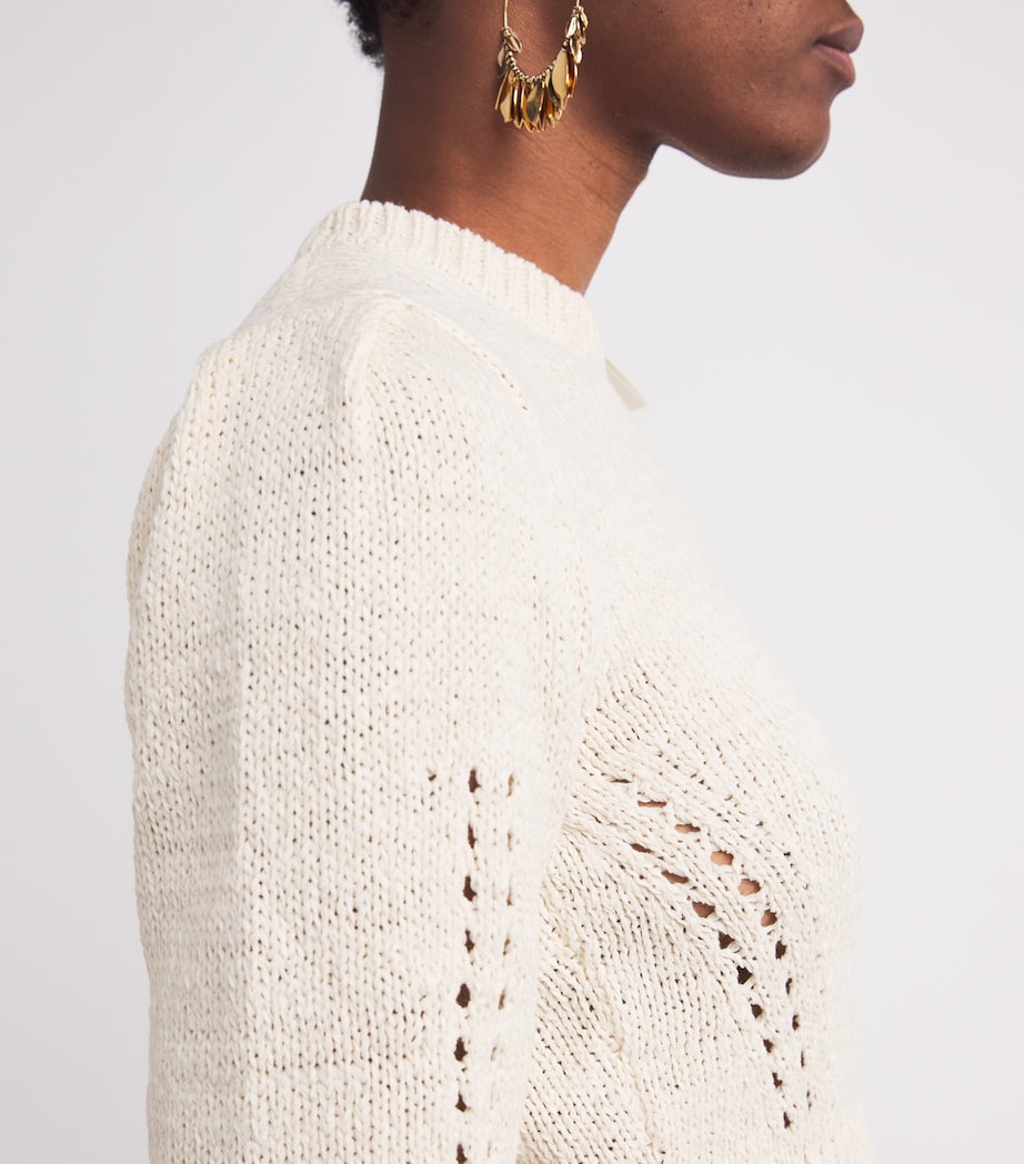 Cotton-Blend Peplum Aurelie Sweater COWRIE Image 6