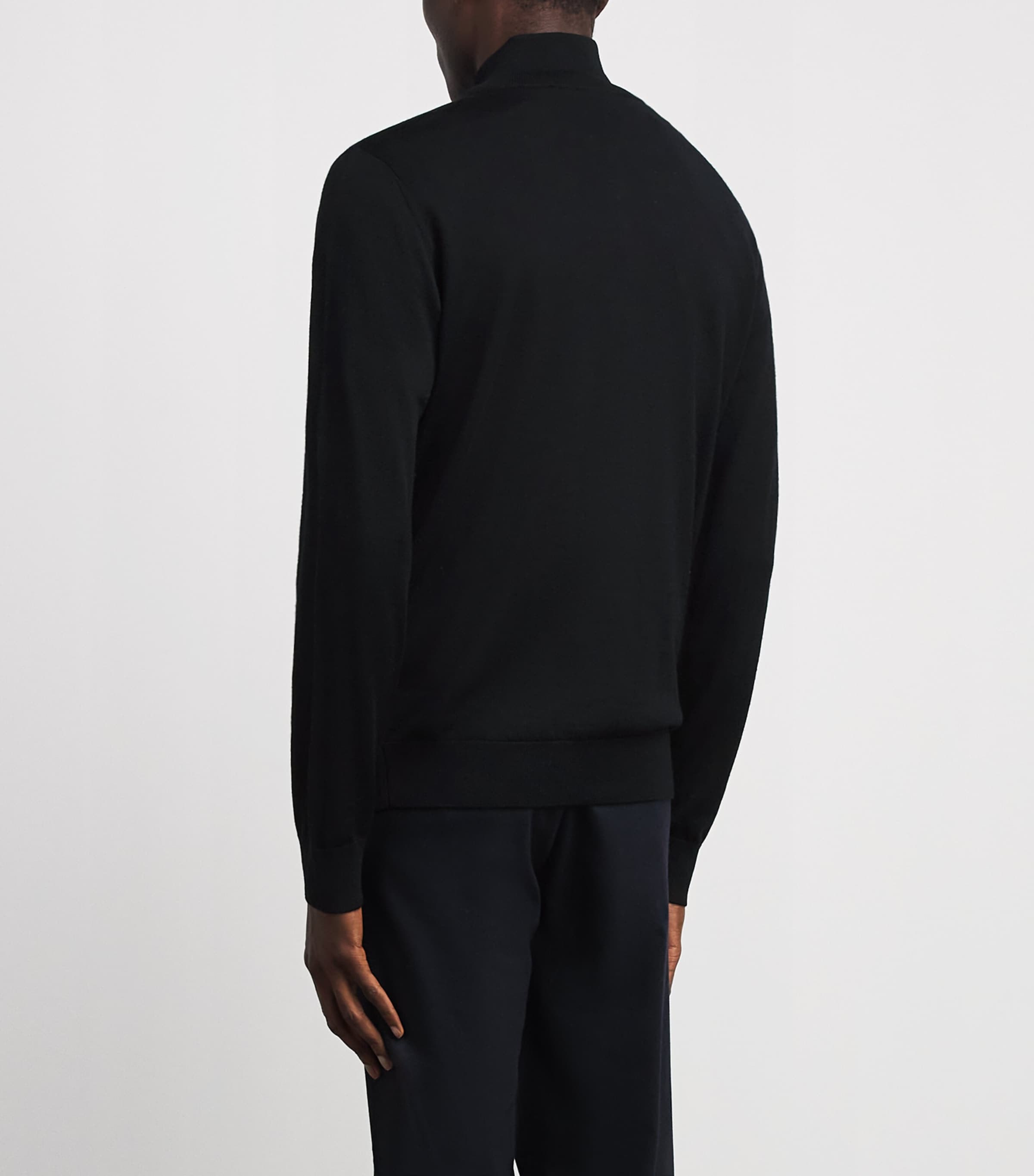 Pal Zileri Mens Wool Zip-Up Cardigan Black Image 5