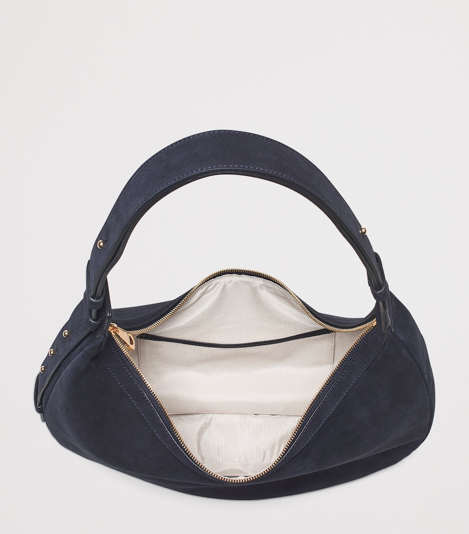 Suede Hudson Crescent Cross-Body Bag NAVY Image 5
