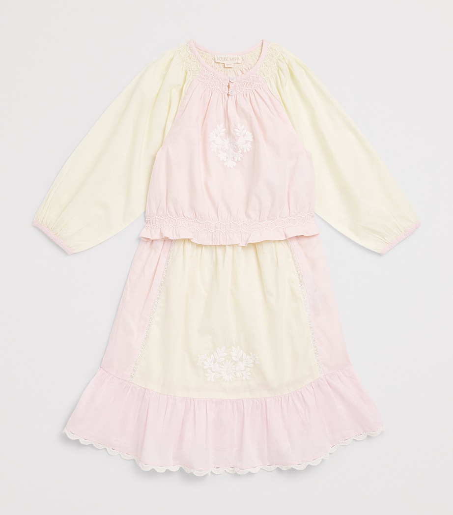 Louise Misha Lace Embroidered Anetta Skirt (4-12 Years) Pink & Yellow Image 3