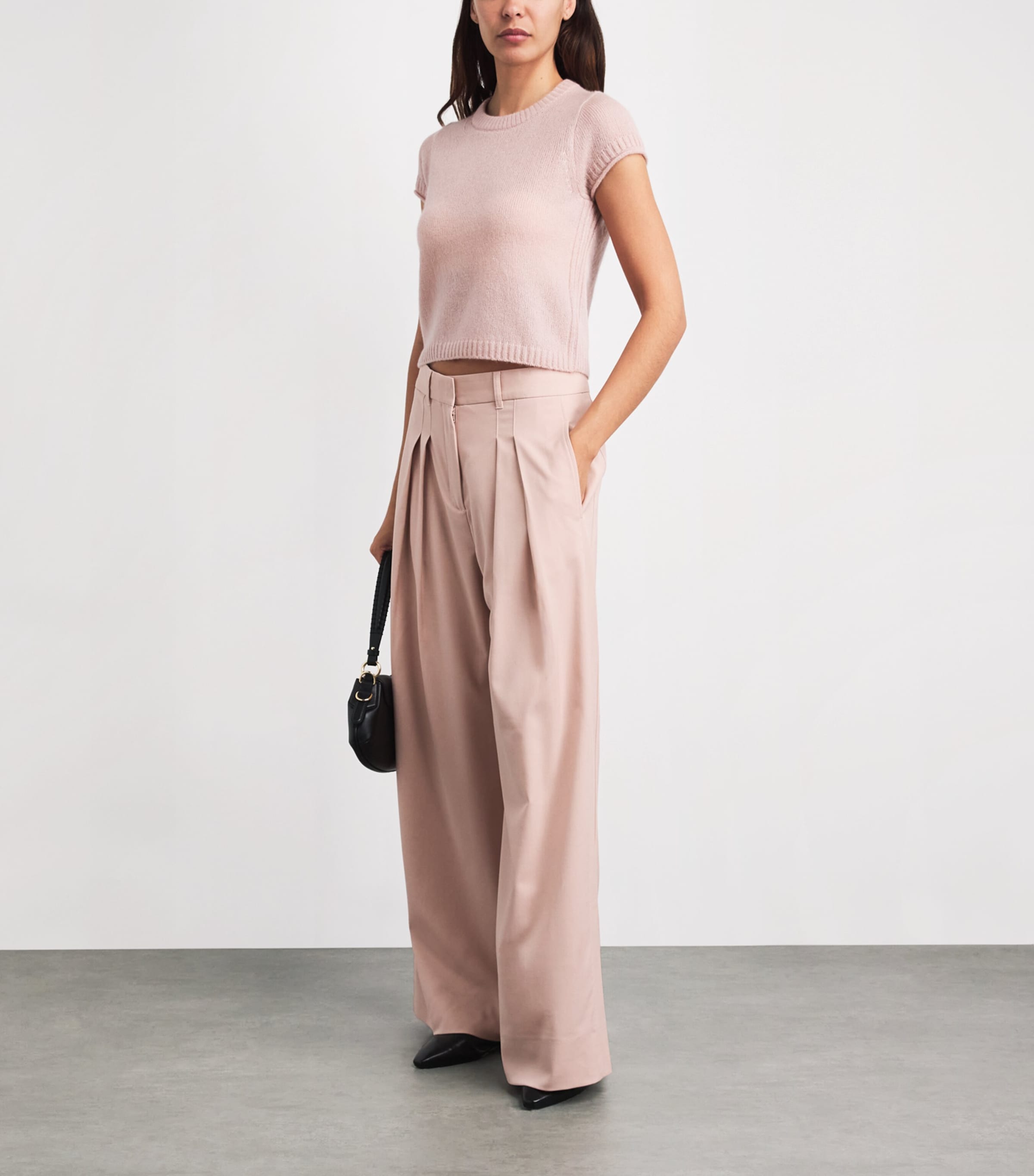 ME+EM Womens Pleated Tailored Trousers Blush Pink Image 2