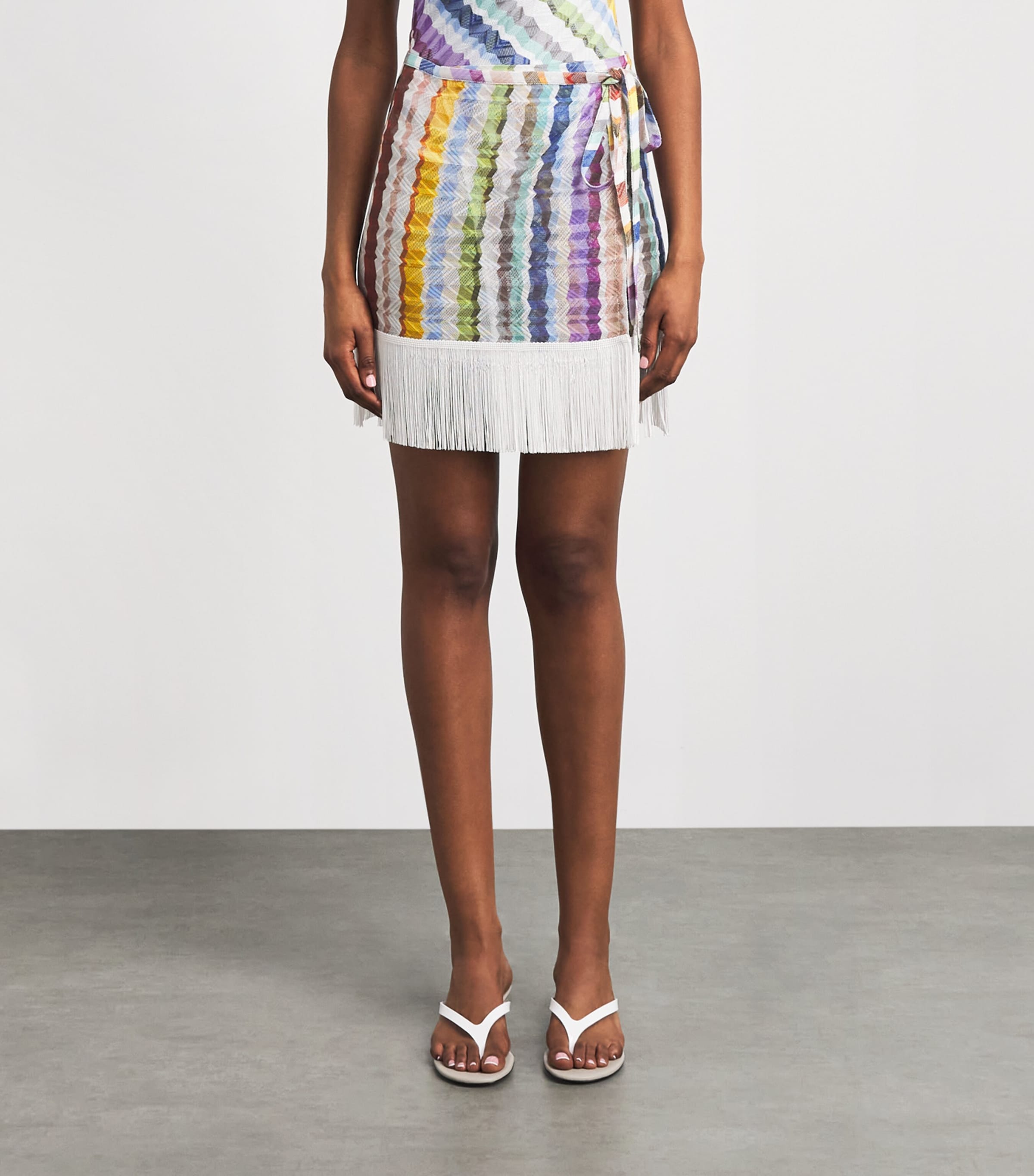 Missoni Womens Zigzag Fringe-Trim Pareo Mini Skirt Multicolor Image 4