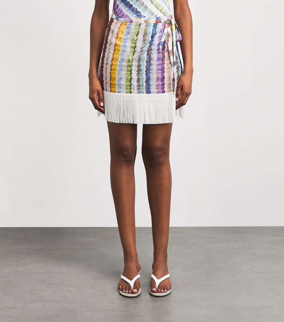 Missoni Womens Zigzag Fringe-Trim Pareo Mini Skirt Multicolor Image 4