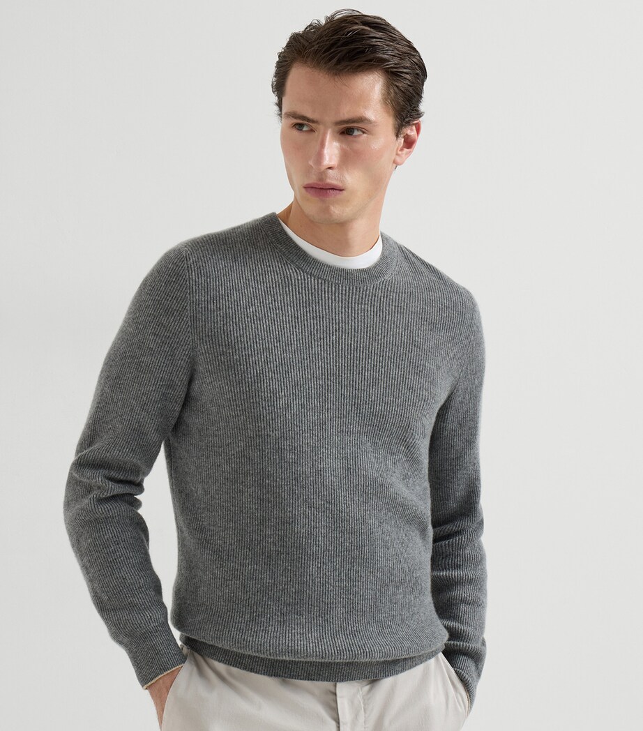Brunello Cucinelli Mens Cashmere Ribbed Sweater Image 4